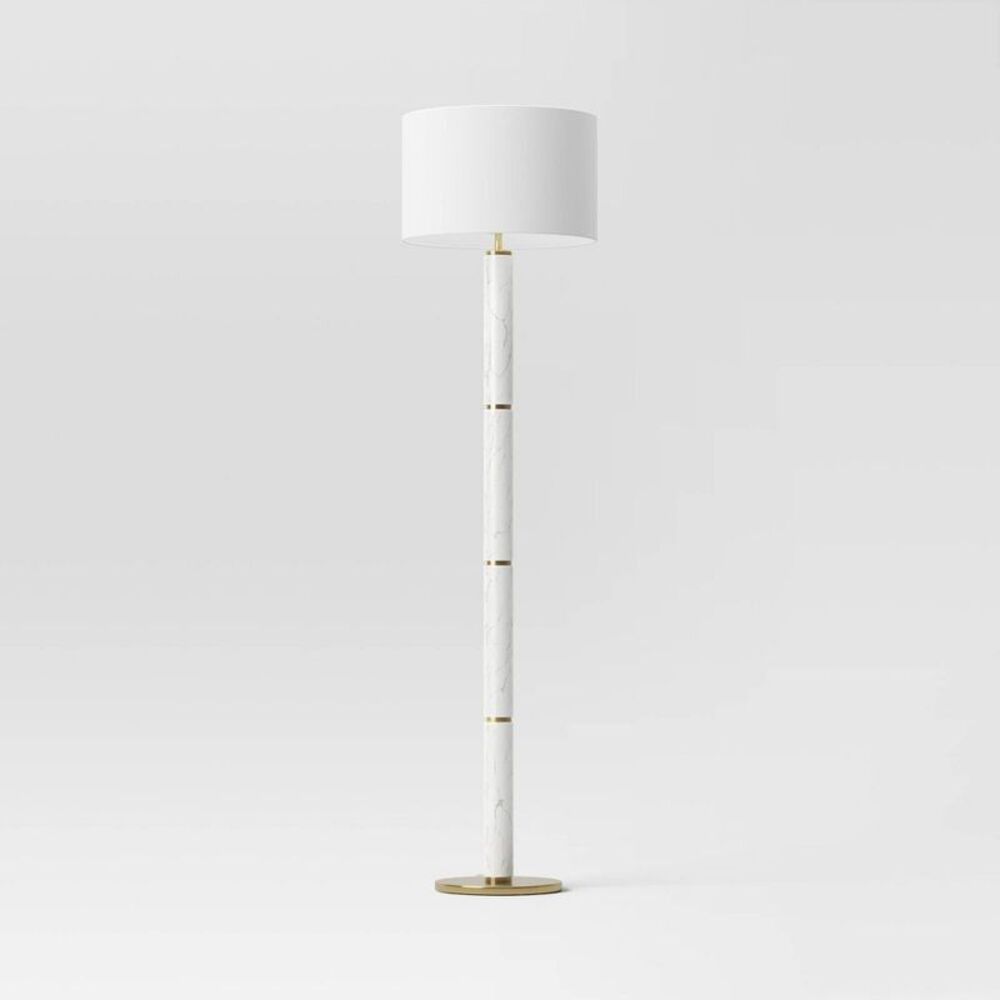 Threshold -  Faux Marble Stick Floor Lamp Modern Stan White